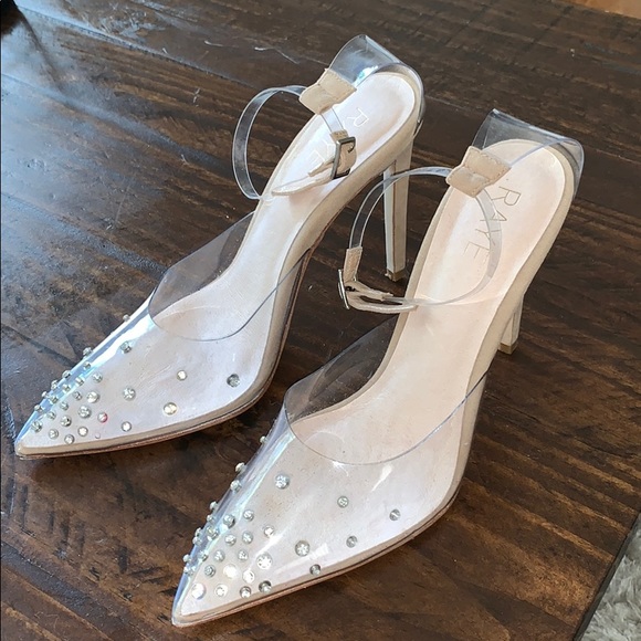 RAYE Clear Crystal Embellished Pointed Toe  Heels - Picture 1 of 8